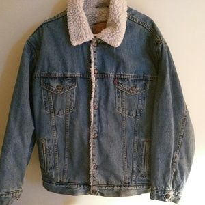 Vtg. LEVI'S MADE IN USA SHERPA LINED JACKET, XL